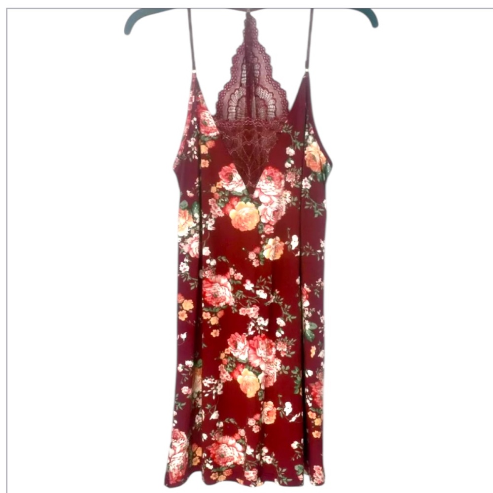 Flora Nikrooz Kat Lace Racerback Knit Chemise Retail $48